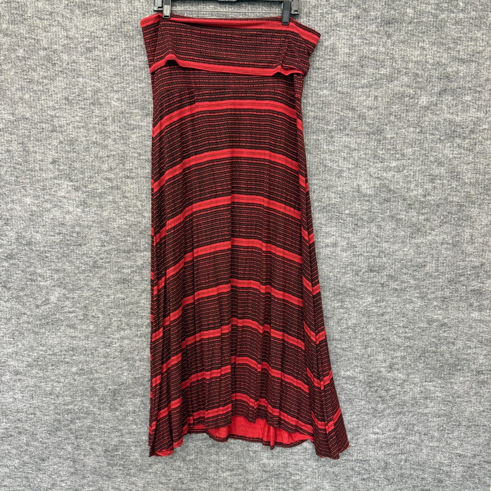 Manaola Dress Women 3XL Red Striped Geometric Tube Top Foldover